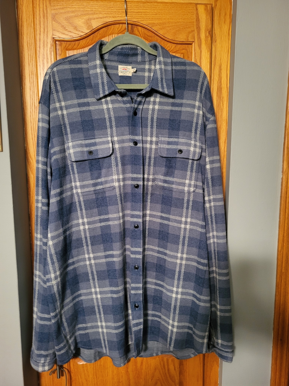 Faherty Men’s XXL Plaid Soft Cotton Flannel Shirt Blue White